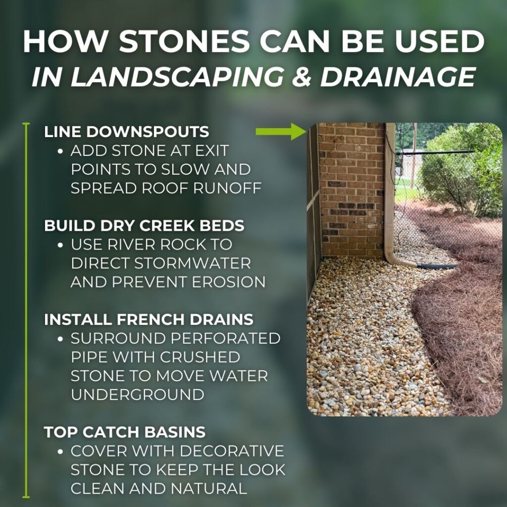 ideas for stone landscaping drainage that help prevent yard issues